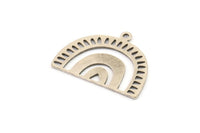 Semi Circle Charm, 8 Antique Silver Plated Brass Semi Circle Irregular Shaped Charms With 1 Loop, Pendant Charms (17x23x0.60mm) A3304