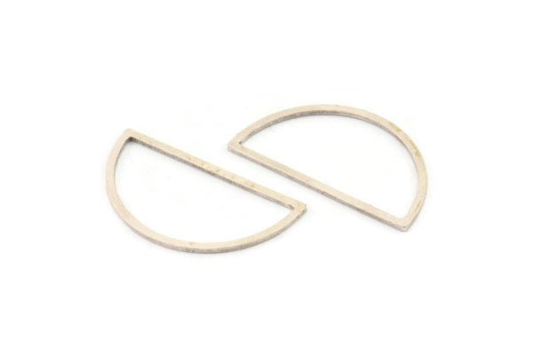 Silver Half Moon - 12 Antique Silver Plated Brass Semi Circle Connectors (15x28x0.80mm) A4832