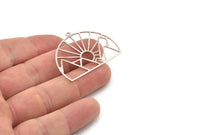 Silver Sun Charm, 4 Antique Silver Plated Brass Mountain Charms With 1 Loop, Charm Pendants (29x38x0.60mm) A5167