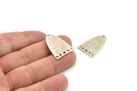 Silver Charm, 4 Antique Silver Plated Brass Geometric Charms With 6 Holes, Pendants, Earrings, Findings (26x18x0.70mm) B0225