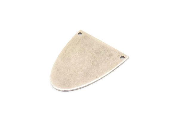 Silver Charm, 2 Antique Silver Plated Brass Geometric Charms With 2 Holes, Pendants, Earrings, Findings (28x24x0.70mm) B0216