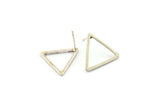 Silver Triangle Earring, 6 Antique Silver Plated Brass Triangle Stud Earrings (17x1.2mm) D0108 A1178