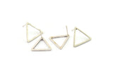 Silver Triangle Earring, 6 Antique Silver Plated Brass Triangle Stud Earrings (17x1.2mm) D0108 A1178