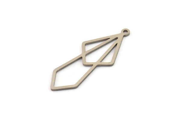 Steel Diamond Charm, Stainless Steel Diamond Shaped Charms With 1 Loop, Pendant Findings (33x13x0.80mm) SMP1428