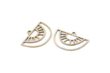 Semi Circle Charm, 12 Antique Silver Plated Brass Semi Circle Charms With 1 Loop, Pendant Charms (16x23x0.60mm) A4289