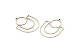 Silver D Shaped Charm, 4 Antique Silver Plated Brass D Shaped Charms With 1 Loop, Earrings, Findings (33x26x0.80mm) SMP0678 A2628