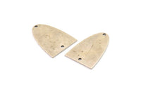 Silver Charm, 4 Antique Silver Plated Brass Half Ellipse Shape Charms With 2 Holes, Pendants, Earrings, Findings (26x18x0.70mm) B0224