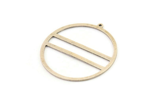 Silver Circle Charm, 2 Antique Silver Plated Brass Circle Charms With 1 Loop, Charm Pendants (42x40x1mm) A3062