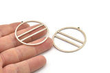 Silver Circle Charm, 2 Antique Silver Plated Brass Circle Charms With 1 Loop, Charm Pendants (42x40x1mm) A3062