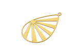 Brass Drop Charm, 10 Raw Brass Drop Shaped Charms With 1 Loop, Findings (47x30x0.30mm) D1666