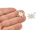 Star Pole Star Charm, 12 Antique Silver Plated, Silver Charms, Silver Pole Star Charms With 1 Loop (26x24x0.60mm) A4017