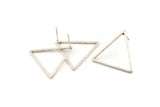 Silver Triangle Earring, 6 Antique Silver Plated Brass Triangle Stud Earrings (24x1mm) Bs 1027 A2077