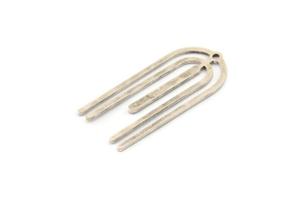 Silver Fringed Charm, 8 Antique Silver Plated Brass Fringe Shaped Charms With 1 Hole, Findings (33x15x0.80mm) A6472