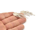 Silver Jellyfish Charm, 4 Antique Silver Plated Brass Jellyfish Charms With 1 Hole, Charm Pendants (43x16x0.60mm) SMP0059 A6196 Q0233