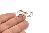 Silver Moon Charm, 24 Antique Silver Plated Brass Crescent Moon Charms With 1 Loop (17x5x1mm) A3768