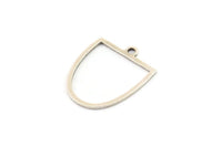 Silver D Shaped Charm, 24 Antique Silver Plated Brass D Shaped Charms With 1 Loop, Earrings, Findings (18x15x0.60mm) A4424