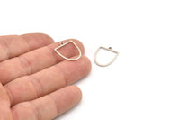 Silver D Shaped Charm, 24 Antique Silver Plated Brass D Shaped Charms With 1 Loop, Earrings, Findings (18x15x0.60mm) A4424