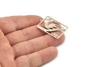Silver Leopard Charm, 4 Antique Silver Plated Brass Leopard Charms With 1 Loop (32x23x0.60mm) A4514