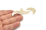 Silver Moon Charm, 4 Antique Silver Plated Brass Crescent Moon Charms With 2 Holes (30x12x0.80mm) B0278