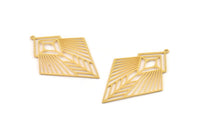 Gold Diamond Charm, 2 Gold Plated Brass Diamond Shaped Charms With 1 Loop, Pendant Findings (49x34x0.60mm) SMP0383 A2630 H1248