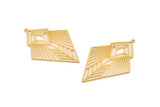 Gold Diamond Charm, 2 Gold Plated Brass Diamond Shaped Charms With 1 Loop, Pendant Findings (49x34x0.60mm) SMP0383 A2630 H1248