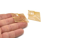 Gold Diamond Charm, 2 Gold Plated Brass Diamond Shaped Charms With 1 Loop, Pendant Findings (49x34x0.60mm) SMP0383 A2630 H1248