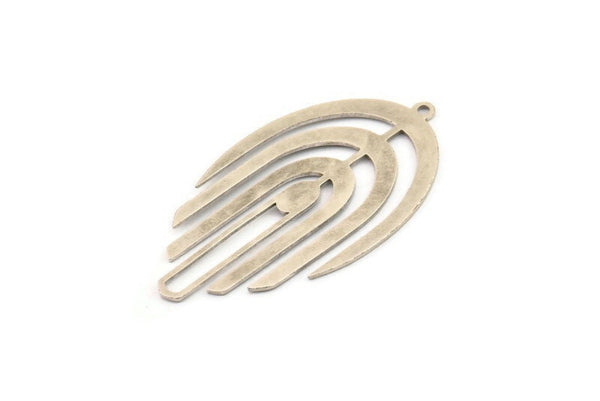 Silver Fringed Charm, 4 Antique Silver Plated Brass Fringe Shaped Charms With 1 Loop (43.5x24x0.60mm) A6726