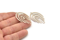 Silver Fringed Charm, 4 Antique Silver Plated Brass Fringe Shaped Charms With 1 Loop (43.5x24x0.60mm) A6726