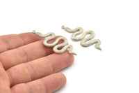 Gümüş Yılan Tılsımı, 1 Halkalı Gümüş Tonlu Pirinç Yılan Kolye Uçları, Tılsımlar, Bulgular (47x20x2,3 mm) N1596 H1601