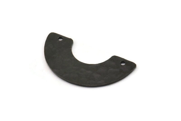 Siyah Geometrik Charm, 2 Delikli 2 Çekiçlenmiş Oksitlenmiş Siyah Pirinç U Şeklinde Kolye, Charmlar, Bulgular (31x15x8x1mm) N0966