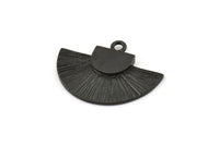 Black Badge Charm, 2 Oxidized Black Brass Rosette Charm Pendants With 1 Loop, Earrings, Findings (25x15mm) N0789
