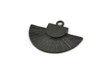 Black Badge Charm, 2 Oxidized Black Brass Rosette Charm Pendants With 1 Loop, Earrings, Findings (25x15mm) N0789