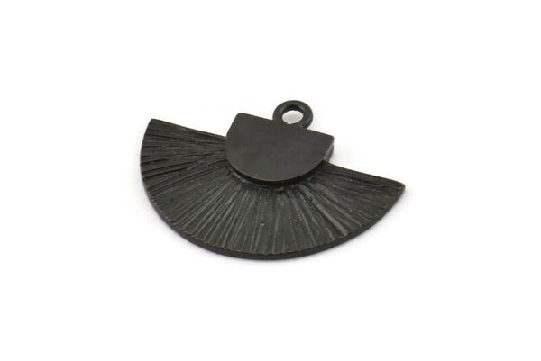 Black Badge Charm, 2 Oxidized Black Brass Rosette Charm Pendants With 1 Loop, Earrings, Findings (25x15mm) N0789