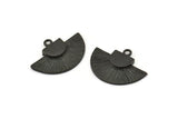 Black Badge Charm, 2 Oxidized Black Brass Rosette Charm Pendants With 1 Loop, Earrings, Findings (25x15mm) N0789