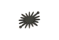 Black Sun Connector, 4 Oxidized Black Brass Sun Connectors With 2 Loops (26.5x22x0.9mm) E039 H1073