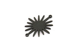Black Sun Connector, 4 Oxidized Black Brass Sun Connectors With 2 Loops (26.5x22x0.9mm) E039 H1073