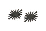 Black Sun Connector, 4 Oxidized Black Brass Sun Connectors With 2 Loops (26.5x22x0.9mm) E039 H1073