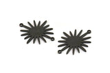 Black Sun Connector, 4 Oxidized Black Brass Sun Connectors With 2 Loops (26.5x22x0.9mm) E039 H1073