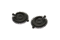 Siyah Ay, 2 Oksitlenmiş Siyah Ay, Siyah Güneş, Siyah Tılsım, Siyah Kolye, 2 Döngülü Siyah Konnektörler - Ped Boyutu 4 mm (22x19 mm) N1372 H0892