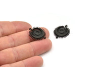 Siyah Ay, 2 Oksitlenmiş Siyah Ay, Siyah Güneş, Siyah Tılsım, Siyah Kolye, 2 Döngülü Siyah Konnektörler - Ped Boyutu 4 mm (22x19 mm) N1372 H0892