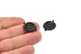 Siyah Ay, 2 Oksitlenmiş Siyah Ay, Siyah Güneş, Siyah Tılsım, Siyah Kolye, 2 Döngülü Siyah Konnektörler - Ped Boyutu 4 mm (22x19 mm) N1372 H0892