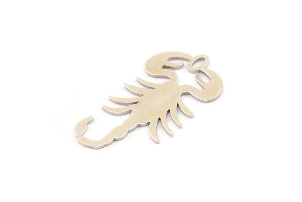 Silver Scorpion Charm, 6 Antique Silver Plated Brass Scorpion Shaped Charms With 1 Loop, Charm Pendants (30x16x0.60mm) A4929