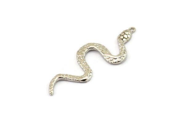 Gümüş Yılan Kolye, 1 Halka, Tılsımlar, Bulgularla Birlikte 2 Gümüş Tonlu Pirinç Yılan Kolye (49x17x2,8 mm) N1602 H0851