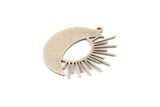 Silver Moon Charm, 4 Antique Silver Plated Brass Crescent Moon And Sun Shaped Charms With 1 Loop (27x27x0.60mm) A4047