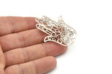 Silver Hand Charm, Antique Silver Plated Brass Hand Shaped Charms, Earrings, Findings (44x35x0.60mm) SMP0167 A2644