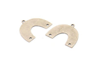 Silver Charm, 8 Antique Silver Plated Brass, Silver Pendants, U Shaped Charms, Silver Semi Circle Charms With 3 Holes (20x16x0.60mm) A3222
