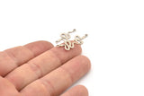 Silver Snake Charm, 24 Antique Silver Plated Brass Snake Shaped Charms With 2 Loops, Pendants, Connector Findings (21x11x0.60mm) A4086