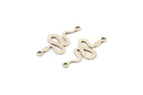 Silver Snake Charm, 24 Antique Silver Plated Brass Snake Shaped Charms With 2 Loops, Pendants, Connector Findings (21x11x0.60mm) A4086