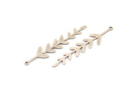 Silver Leaf Charm, 10 Antique Silver Plated Brass Branch Charms With 1 Loop, Charm Pendants (46x10x0.60mm) A3461