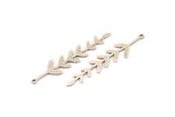 Silver Leaf Charm, 10 Antique Silver Plated Brass Branch Charms With 1 Loop, Charm Pendants (46x10x0.60mm) A3461
